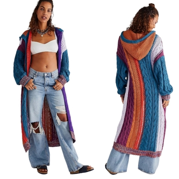 Free People Hearts on Fire Long Maxi Cardigan Size XS NWT - Picture 2 of 16